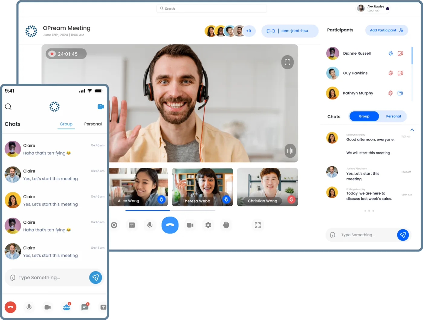 Opream Online Meeting project mockup