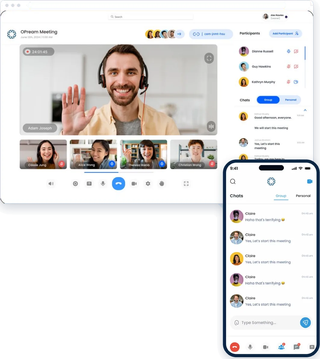 Opream Online Meeting screens