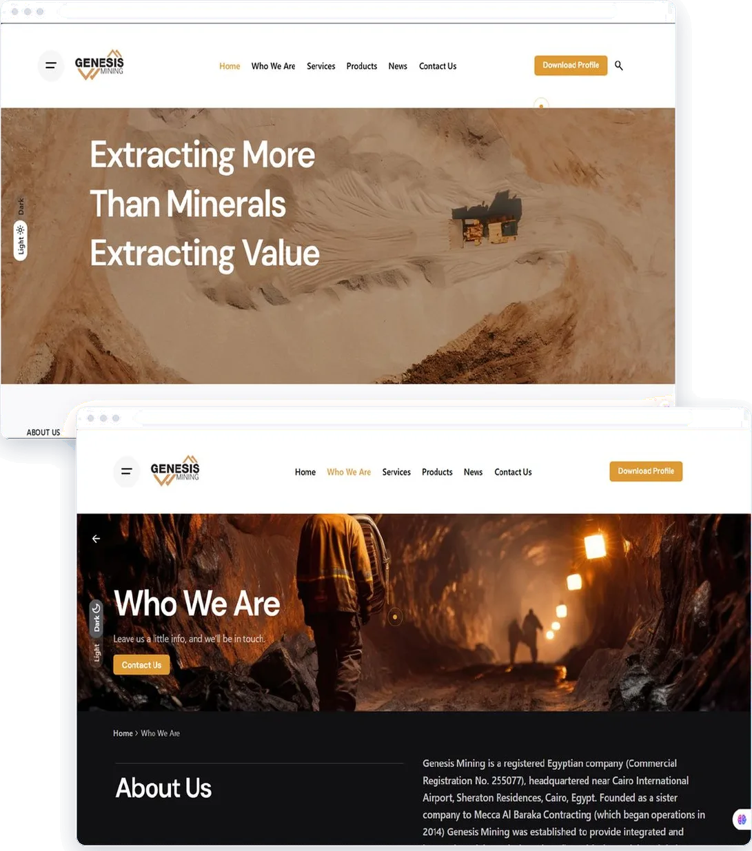 Genesis Mining project mockup